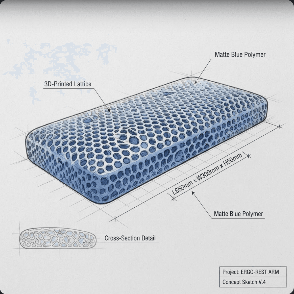 Armrest cushion design — blue leather
